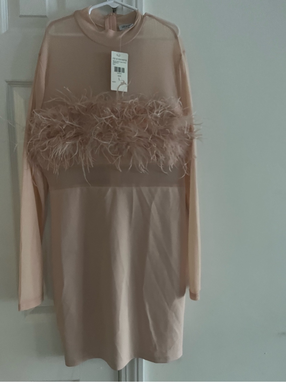 Fashion Nova Blush Fuzzy Dress